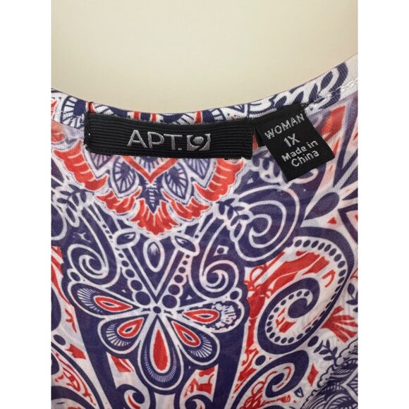 Red White Blue Abstract Sublimation Embellished Dress Size 1X 16‎ 18 Summer Plus - Picture 5 of 10